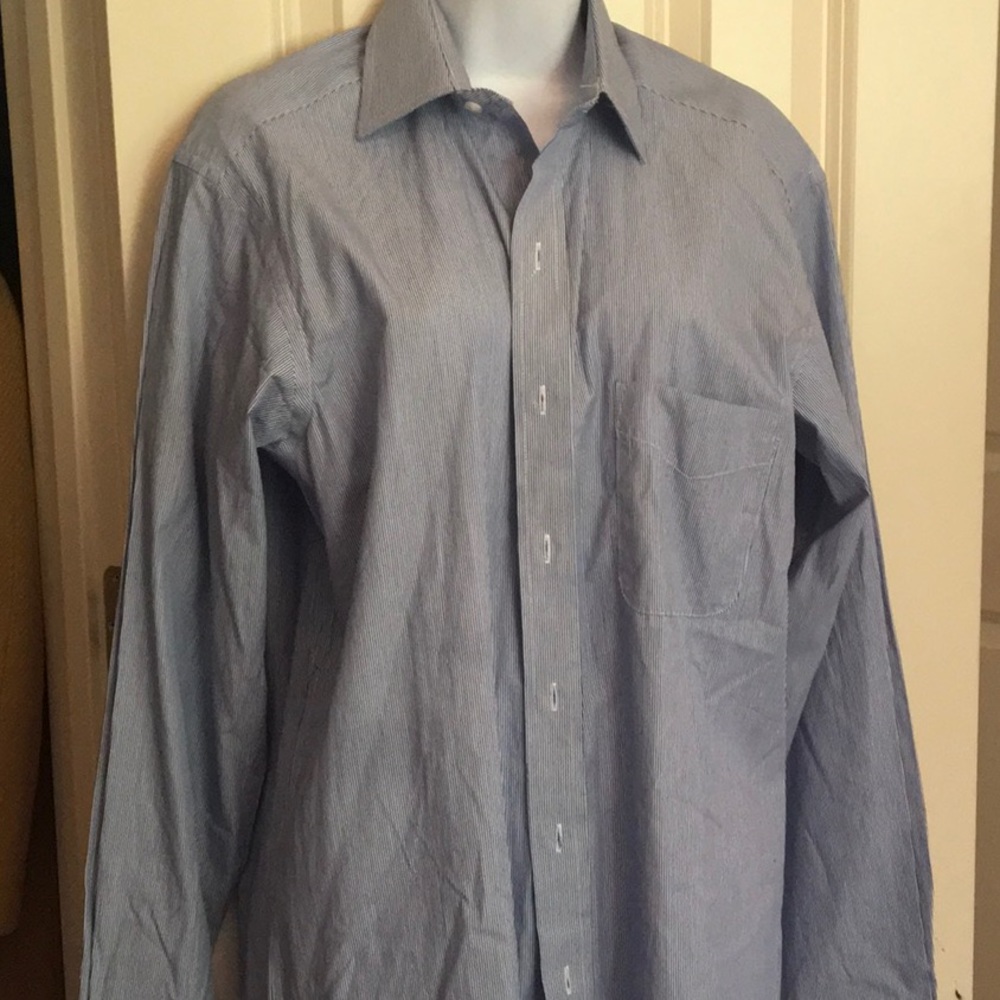 Club Room Regular Fit Blue Striped Dress Shirt